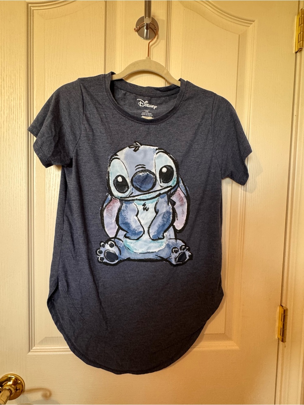 Disney Navy Short-Sleeve Tee with Pastel Stitch Graphic